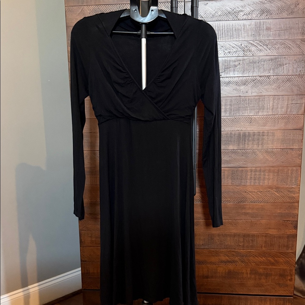 Pink Lotus Black Long Sleeve Dress